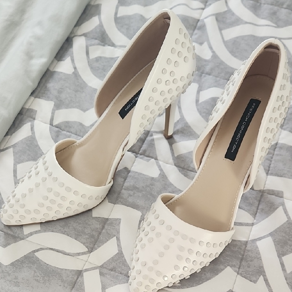 Elegant White Studded Heels